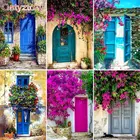 GATYZTORY краска с изображением синей двери пейзажа по номерам для взрослых детей ручная краска маслом рисование на холсте рисование на стену Декор 60x75c