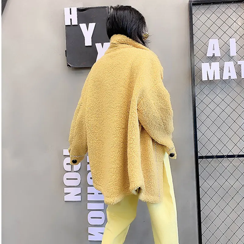 Noble Sheepskin Wool Fur Blends Coats for Women Winter Fashion Wool Fur Coat Female Warm Outwear Sheep Shearing lady Fur Jacket