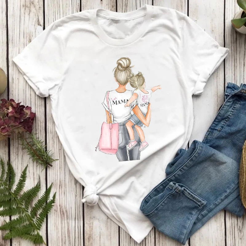 

Women T-shirts 90s Fashion Mom Mother Daughter Printing Mama Cartoon Ladies Print Graphic T Top Lady Shirt Female Tee T-Shirt