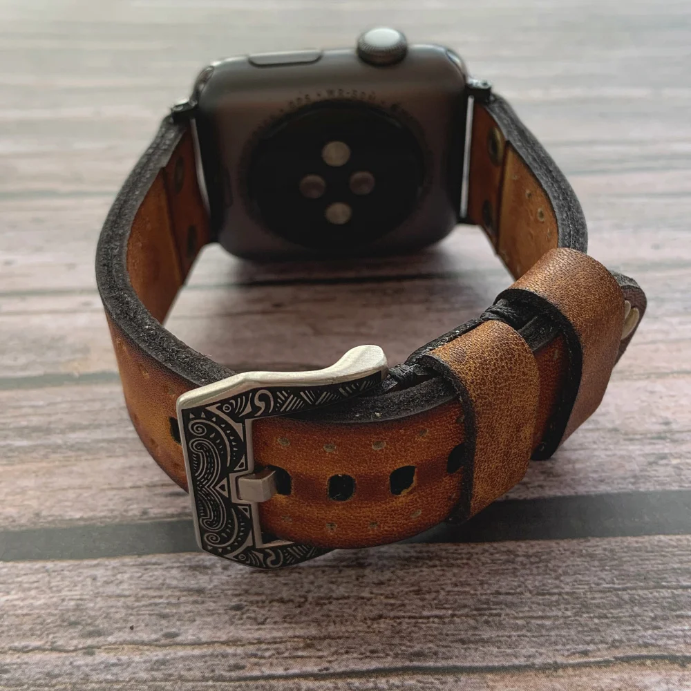 Ремешок из натуральной кожи для Apple Watch Band 38 мм 40 42 44 41 45 49 браслет iWatch Series 8 7 6 5 4 3 SE