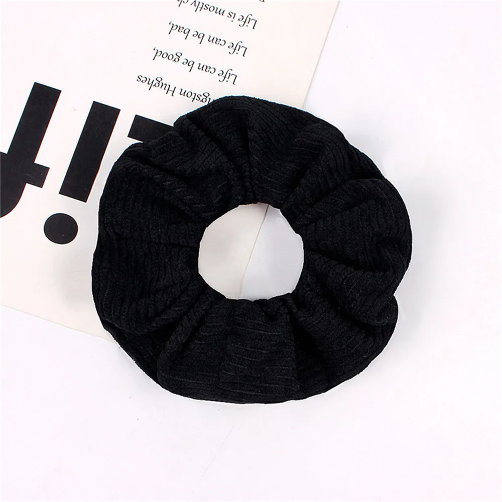 Однотонные вельветовые резинки для волос в полоску эластичные конский хвост