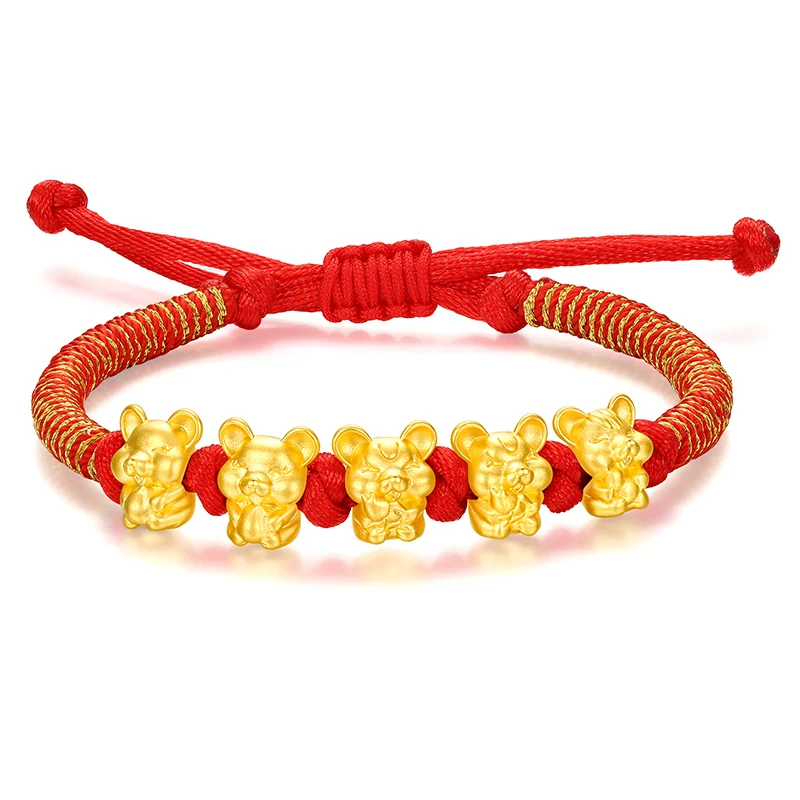 Реальный 24K Φ 3D год искусственной кожи мышь знаков зодиака тканый цветной шнур