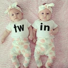 Twin для маленьких мальчиков GirlsRomper Для Новорожденный короткий рукав комбинезон детская одежда, одежда для близнецов модная одежда для малышей, повседневная одежда, костюм пляжного типа, комплект