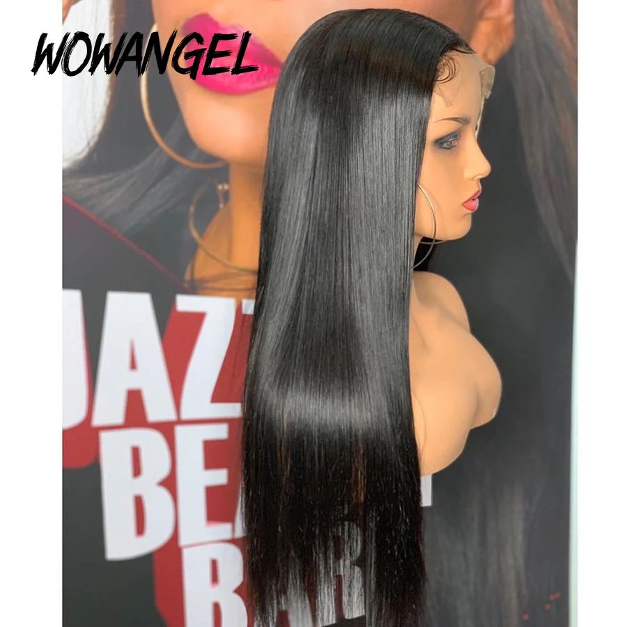

Invisible 13X6 Lace Front Human Hair Wigs Transparent Lace Straight Breathable Glueless 180% Remy Pre Plucked lace Closure wig