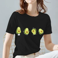 new women t shirts summer cute cartoon fruit avocado graphic printed tops tees short sleeve black tshirt for lady casual tops