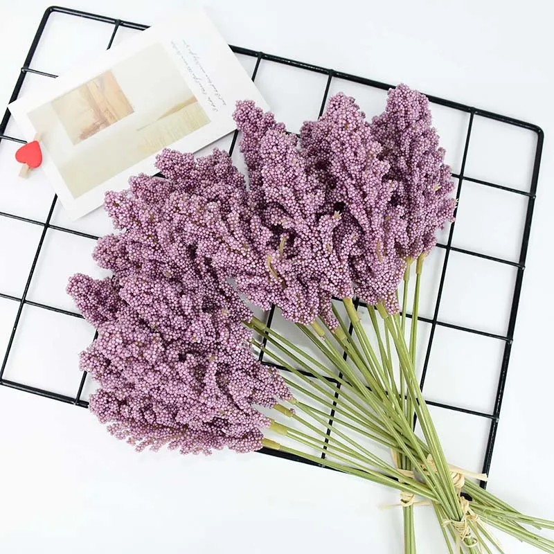 

6pcs/bundle Foam Lavender Artificial Flowers Plastic Wedding Flower Bouquet Fake Plant Wedding Home Party Artificial Decorations