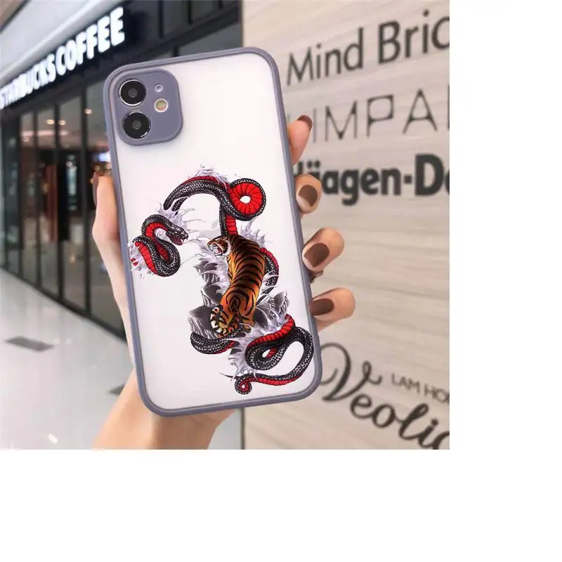 

Ilustracin De Serpiente Tigre Phone Cases Matte Transparent for iPhone 7 8 11 12 s mini pro X XS XR MAX Plus cover funda