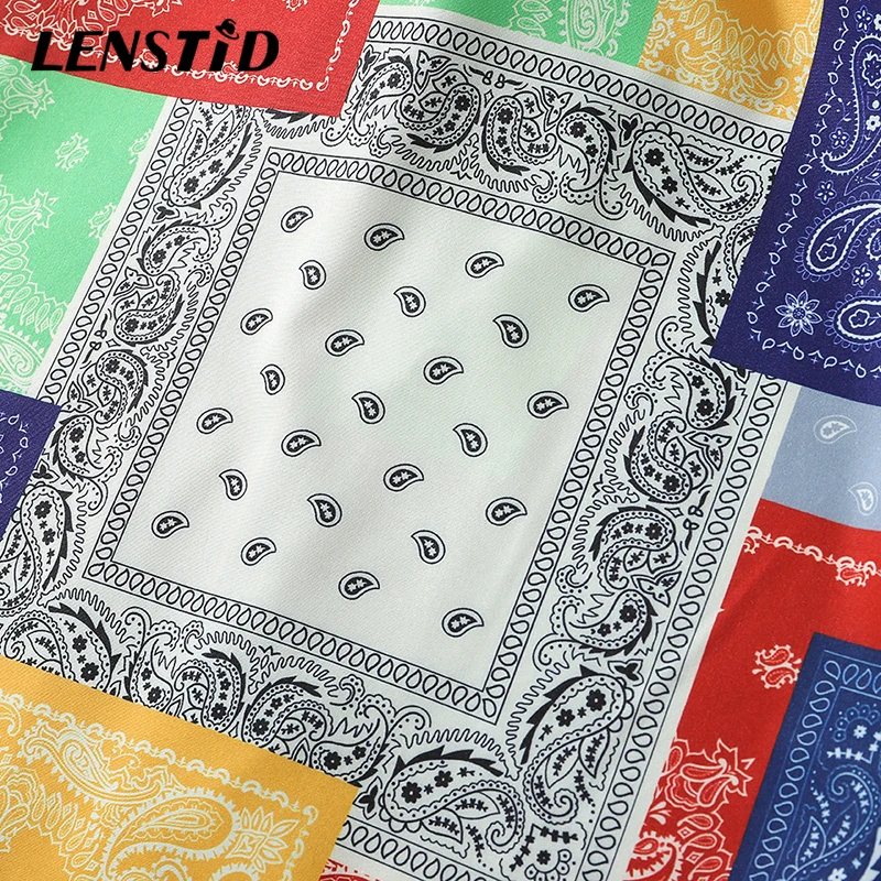 Мужская пляжная рубашка LENSTID в стиле хип-хоп бандана уличная одежда Харадзюку с