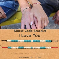 morse code bracelet keep going family bff couple models and men and women handmade boho natural stone custom rope chain bracelet