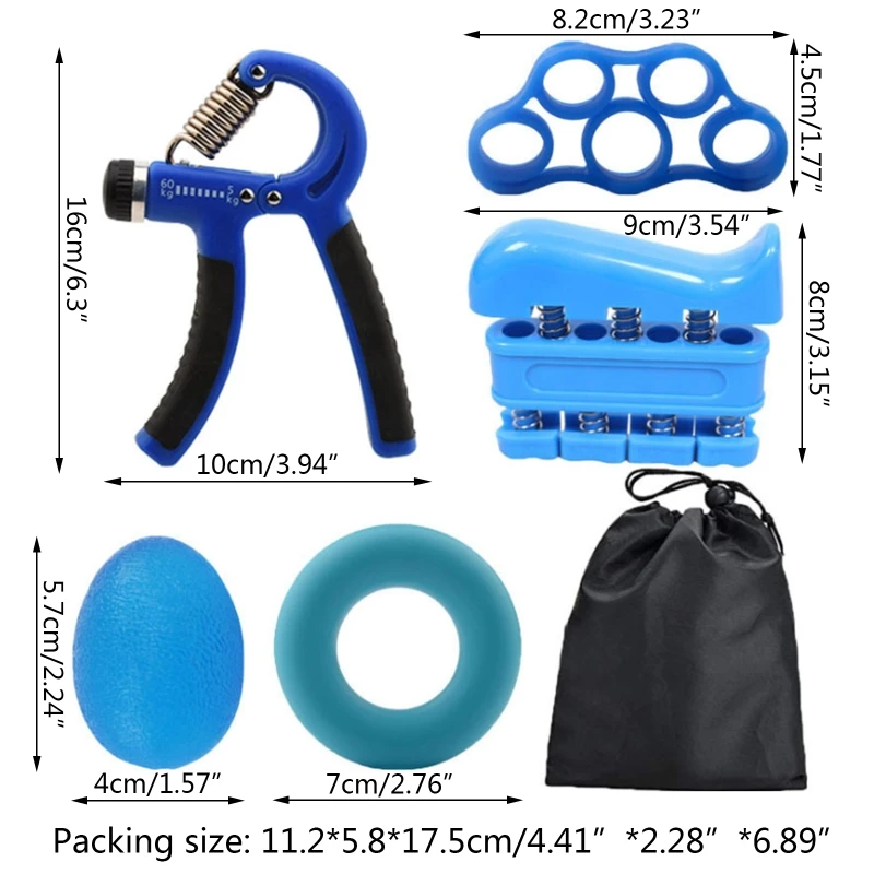 

5Pcs Adjustable Hand Grip Strengthener Set Finger Wrist Forearm Strength Muscle Fitness Exercise Band Workout Gripper