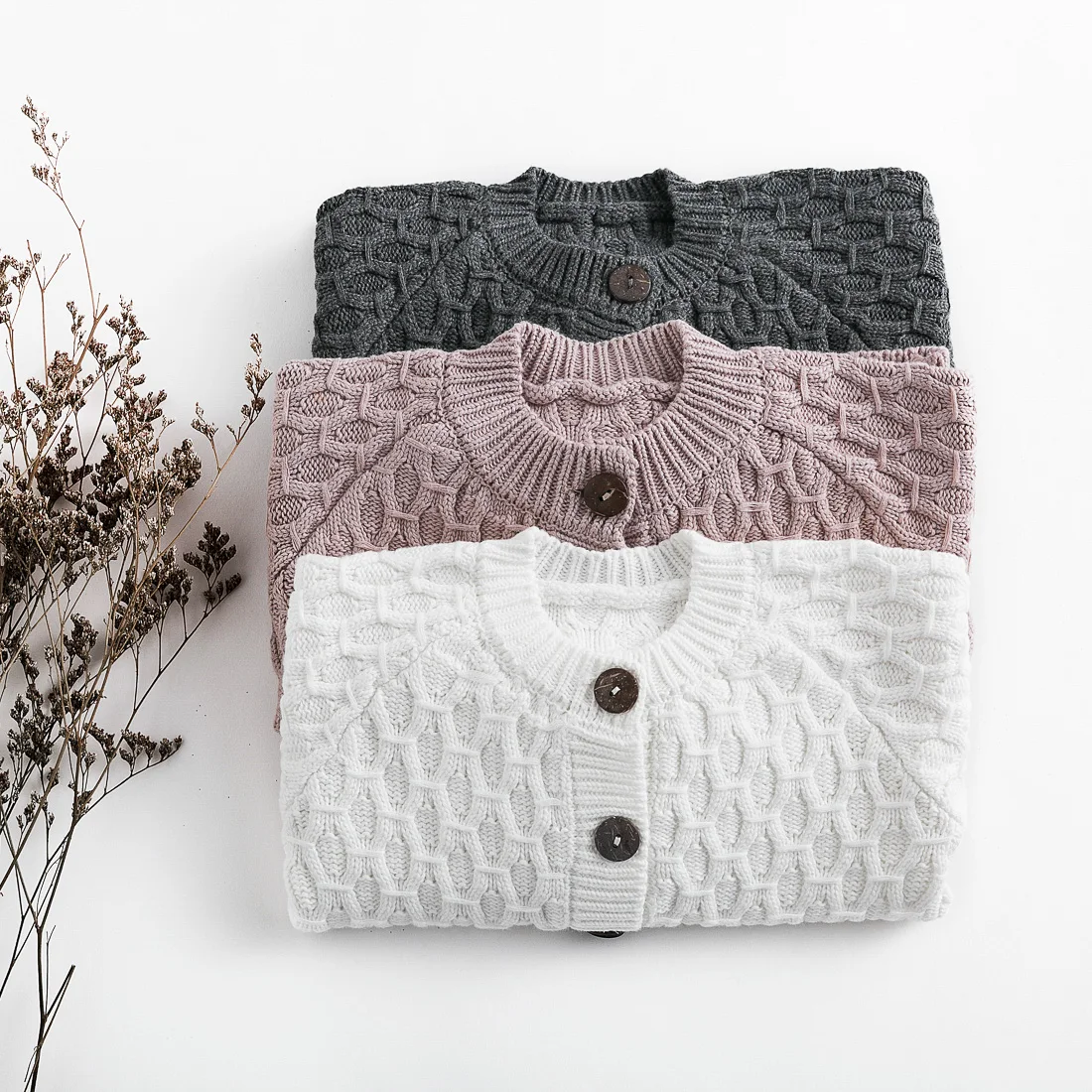 Вязаный кардиган для маленьких девочек зимние теплые свитера новорожденных