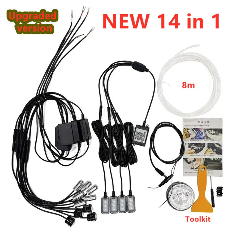 

Автомобильная атмосферная лампа s EL, неоновая проволосветильник лента, RGB, несколько режимов, управление через приложение, декоративная нео...