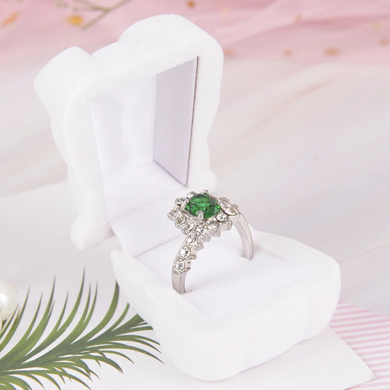 Мини животное медведь ювелирные изделия коробка вельветовое кольцо органайзер