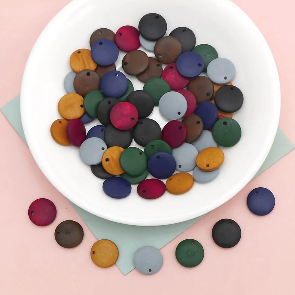 Круглые бусины из натурального дерева цветные ручной работы для изготовления
