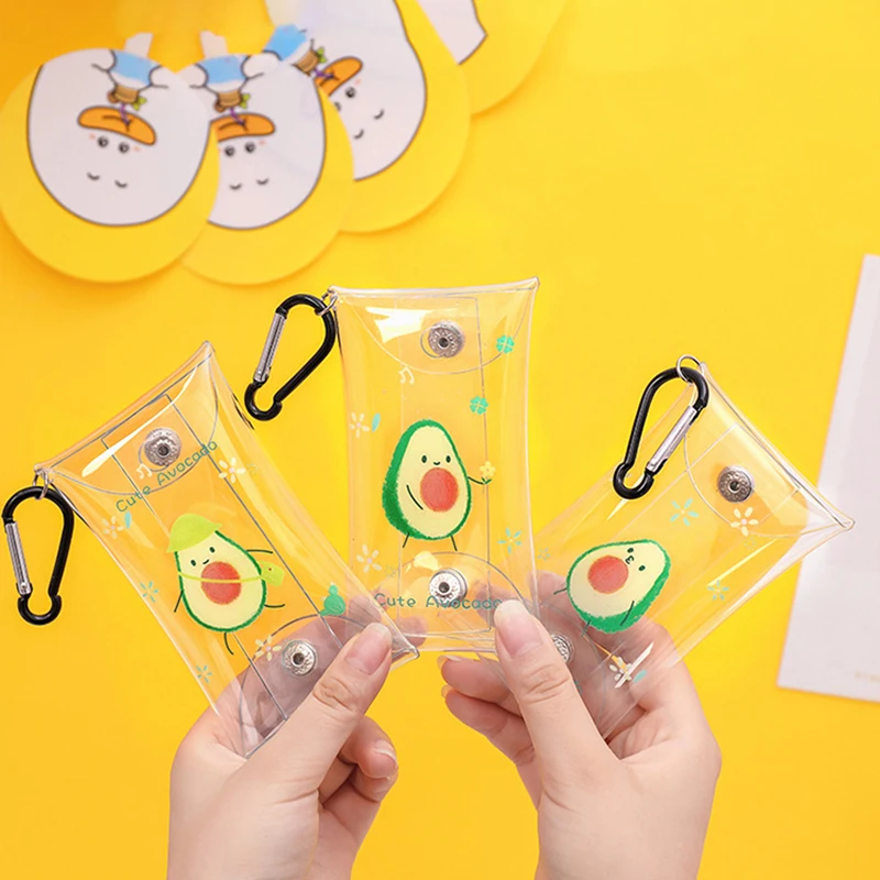 Прозрачный мультяшный Кошелек для монет из ПВХ с принтом фруктов