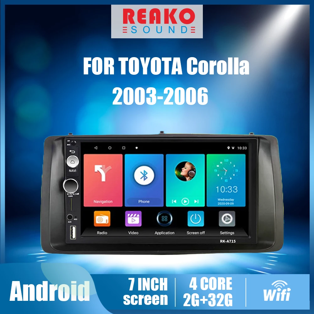 Автомобильная магнитола 2 Din 7 дюймов с рамкой для Toyota Corolla 2003 2004 2005 2006 | Автомобили