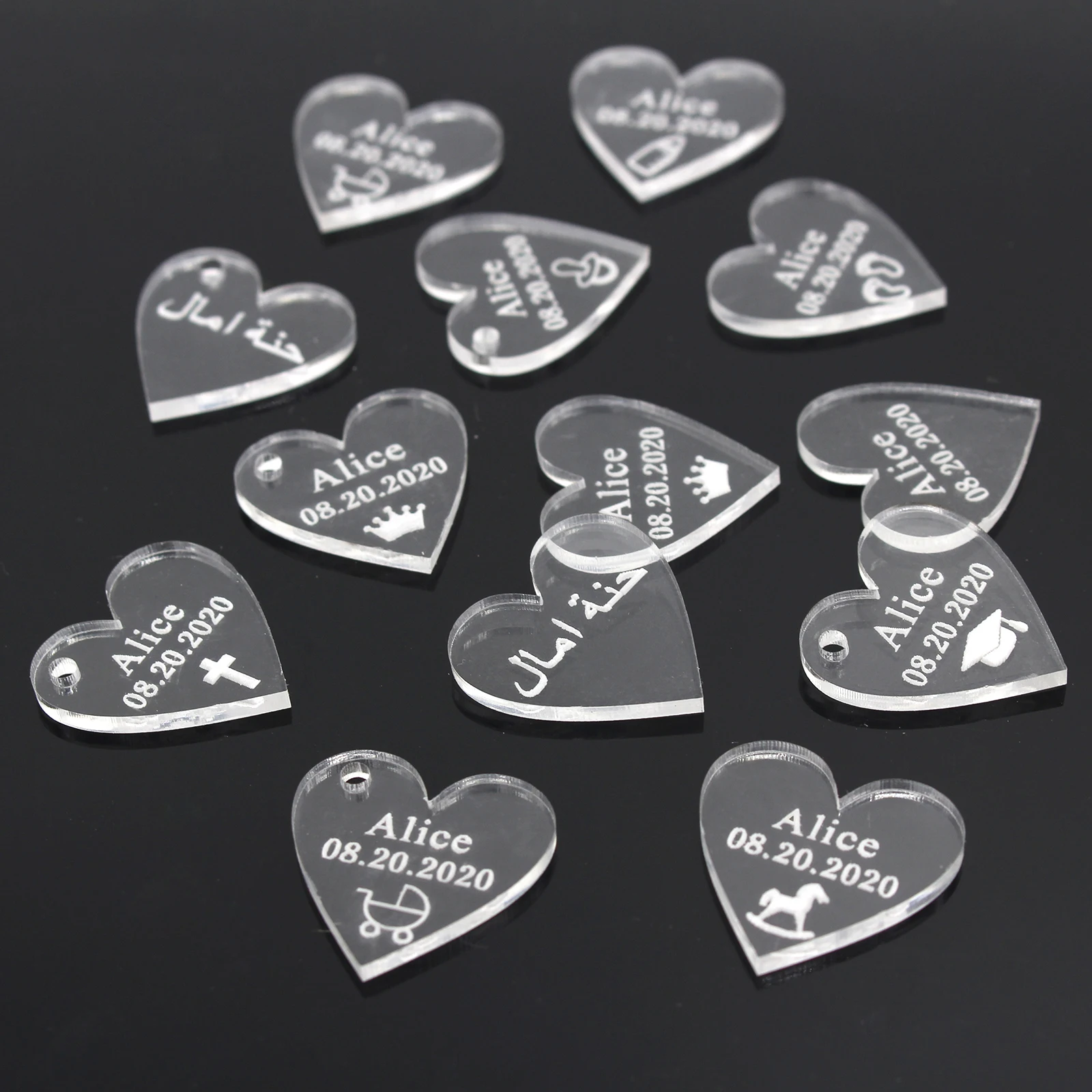 50 Персонализированная с именем ребенка &amp Дата Любовь сердце подарок бирки
