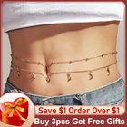 Цепочка на талию, с листьями и бриллиантами, для женщин, богемный геометрический круг, любовь-с кисточкой-сердцем, капли воды, сексуальные украшения для тела, подарки