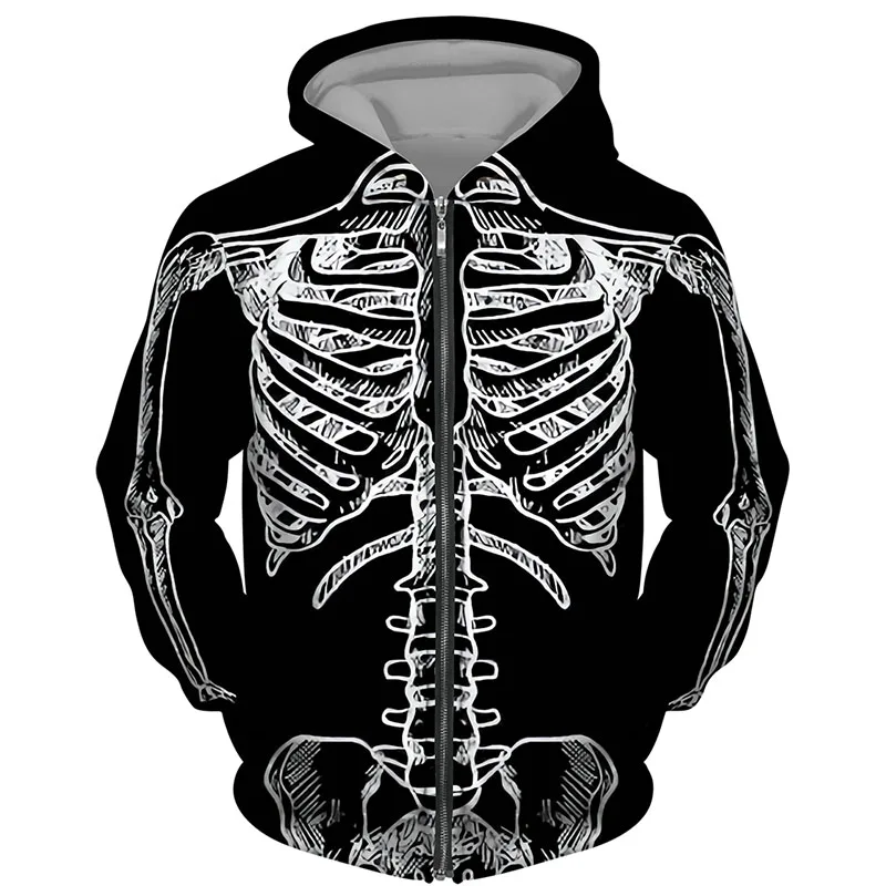 

Halloween Skeleton Hoodies Women Autumn Zip Hoodie Gothic Skull Streetwear Zip Up Goth Black Sweatshirts Oversized Winter Hoodie
