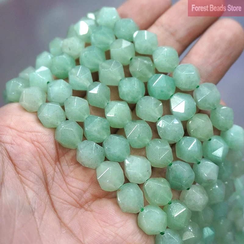 

Natural Stone Beads Faceted Green Aventurine Loose Spacers Beads DIY Bracelet Accessories for Jewelry Making 14" Strand 6 8 10MM