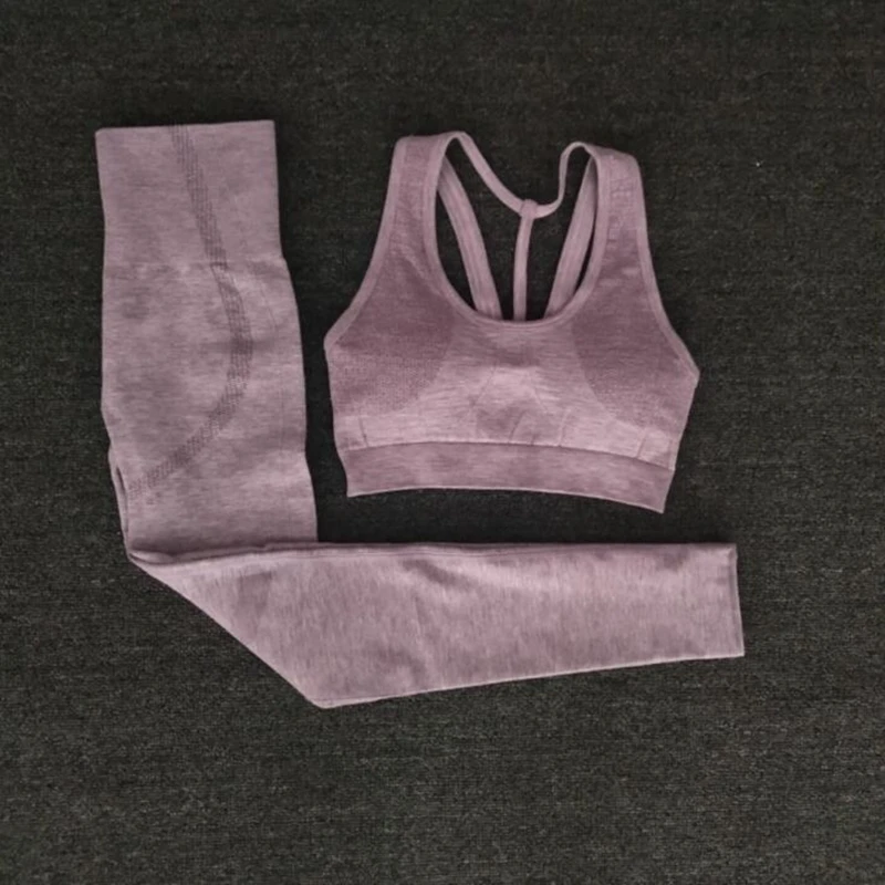 Новый Бесшовный комплект из 2 предметов для йоги женская одежда спортзала