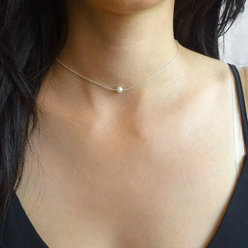 

HebeDeer Artificial Pearls Necklace Chain Women Choker Necklaces Jewelry Lady Silver Color TRENDY Trendy Collares Collier