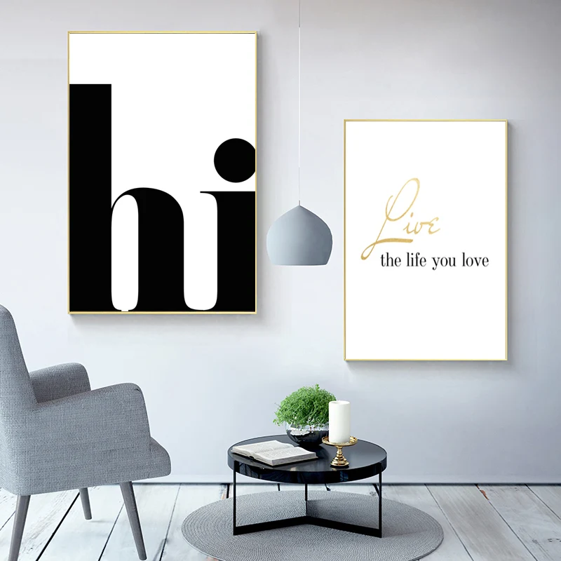 Скандинавский плакат Hi Quotes Wall Art Холст Живопись минималистичные плакаты и принты абстрактный холст печать настенные картины Домашний декор