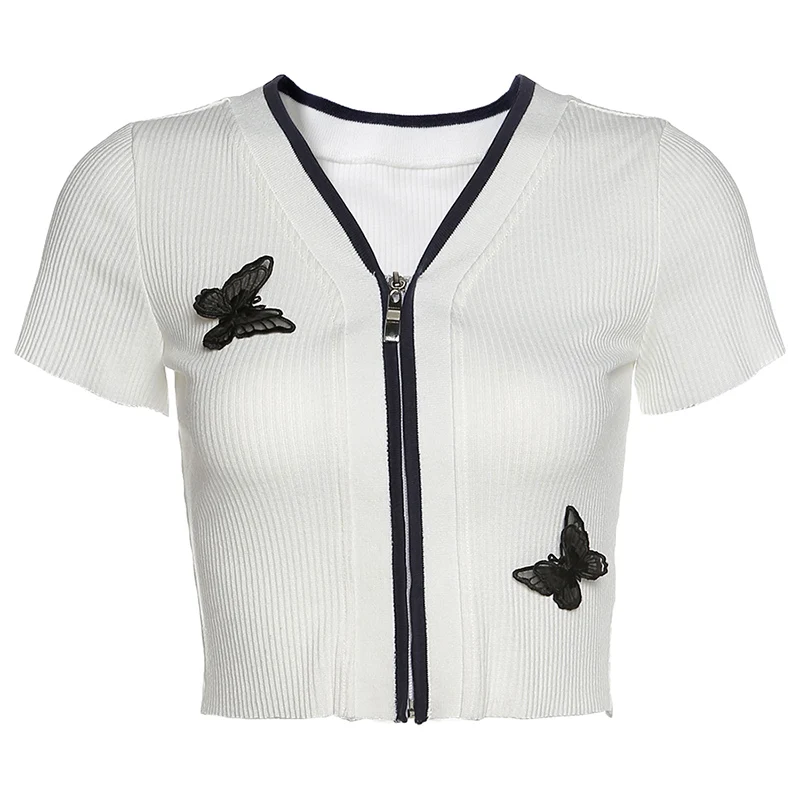 

Y2k Clothes Jazz Dance Wear Women Hip Hop Dance Costume Butterfly Crop Tops Sexy Street Outfits Vintage T-shirt Cute Tops JL1222