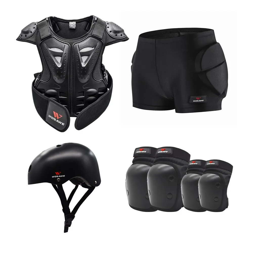 7PCS Set WOSAWE детская мотоциклетная Защитная Экипировка Костюм спортивный броня для всего тела, обхват груди для верховой езды защита для коленей и локтей наручные защитный шлем - Цвет: 7PCS Set