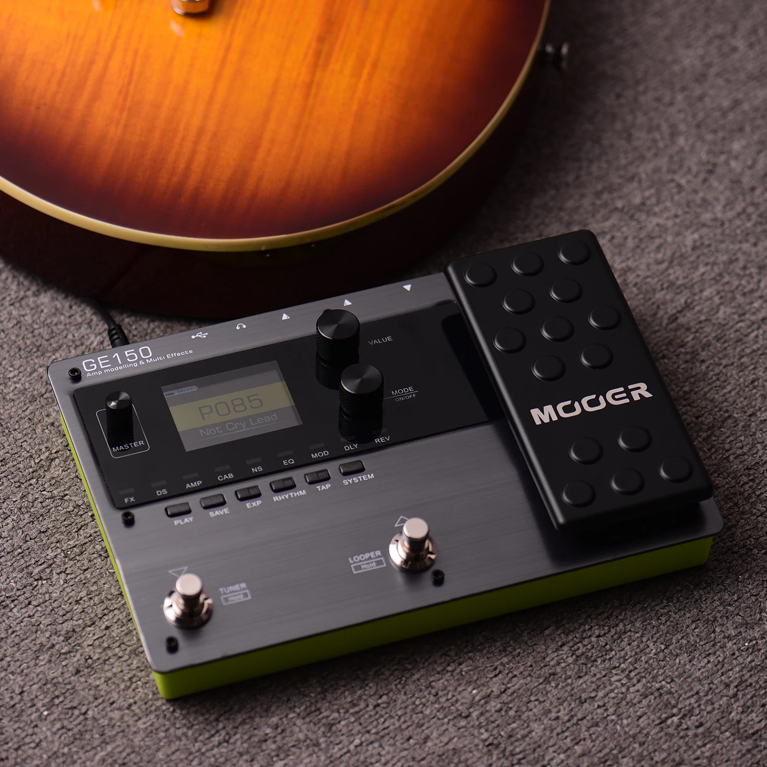 MOOER GE150 Guitar Multi-Effects Pedal Digital Tube AMP Modelling 80S Processor 55 Models 9 Effect Types Loop Recording |