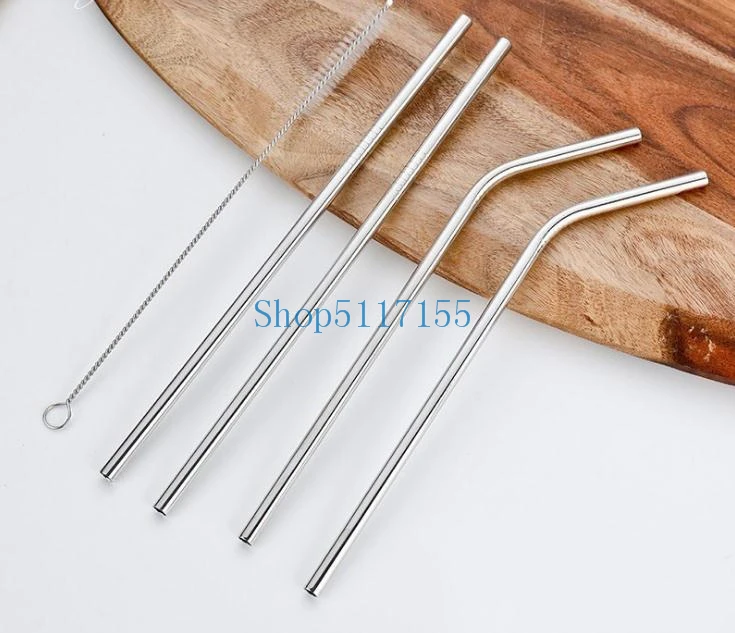 

Customized Bag Packing 4+1 Reusable Stainless Steel Drinking Straws Set Metal Straws Set with Cleaning Brush