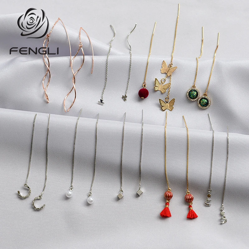 FENGLI модные Эффектные серьги с лунным жемчугом Геометрические линии для женщин