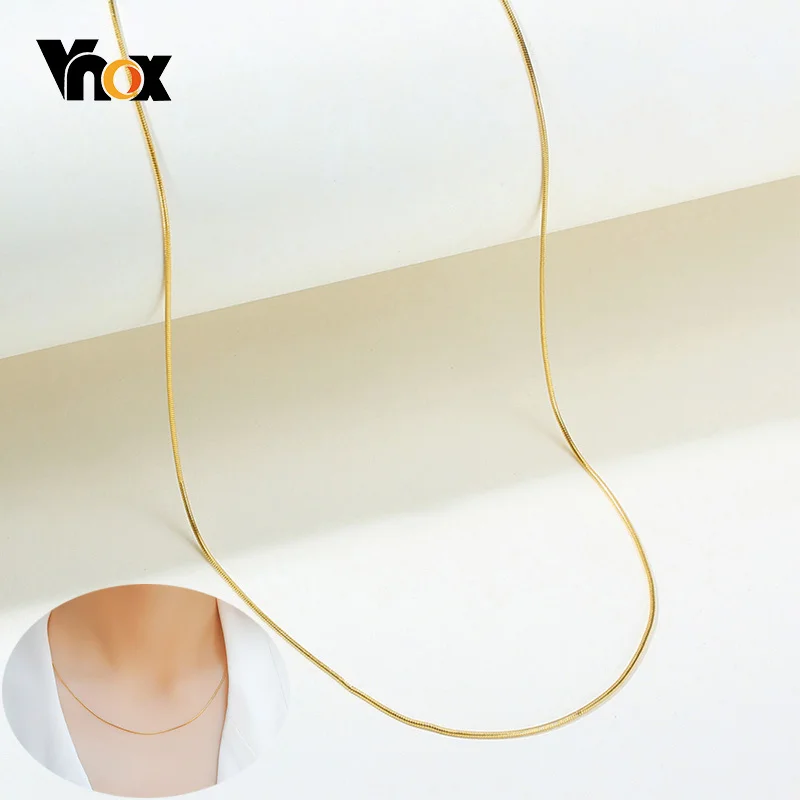 Тонкая цепочка Vnox из нержавеющей стали для женщин ожерелье золотистого цвета с