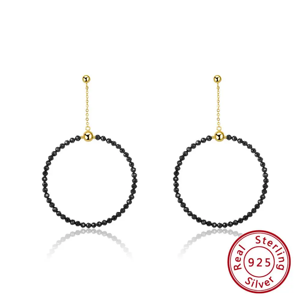 Black Spinel ORSA JEWELS Delicated 925 Красный Гранат женские серьги-подвески серебряные большие круглые стильные модные серьги в форме капель ювелирные изделия SE154-B - Цвет камня: Black Spinel