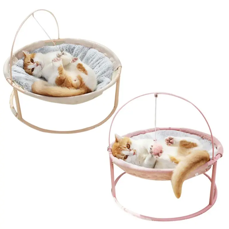 

Autumn Mesh Breathable Hammock Indoor Removable Pet Lounge Spot Washable Cat Bed with Dangling Ball Soft Comfortable