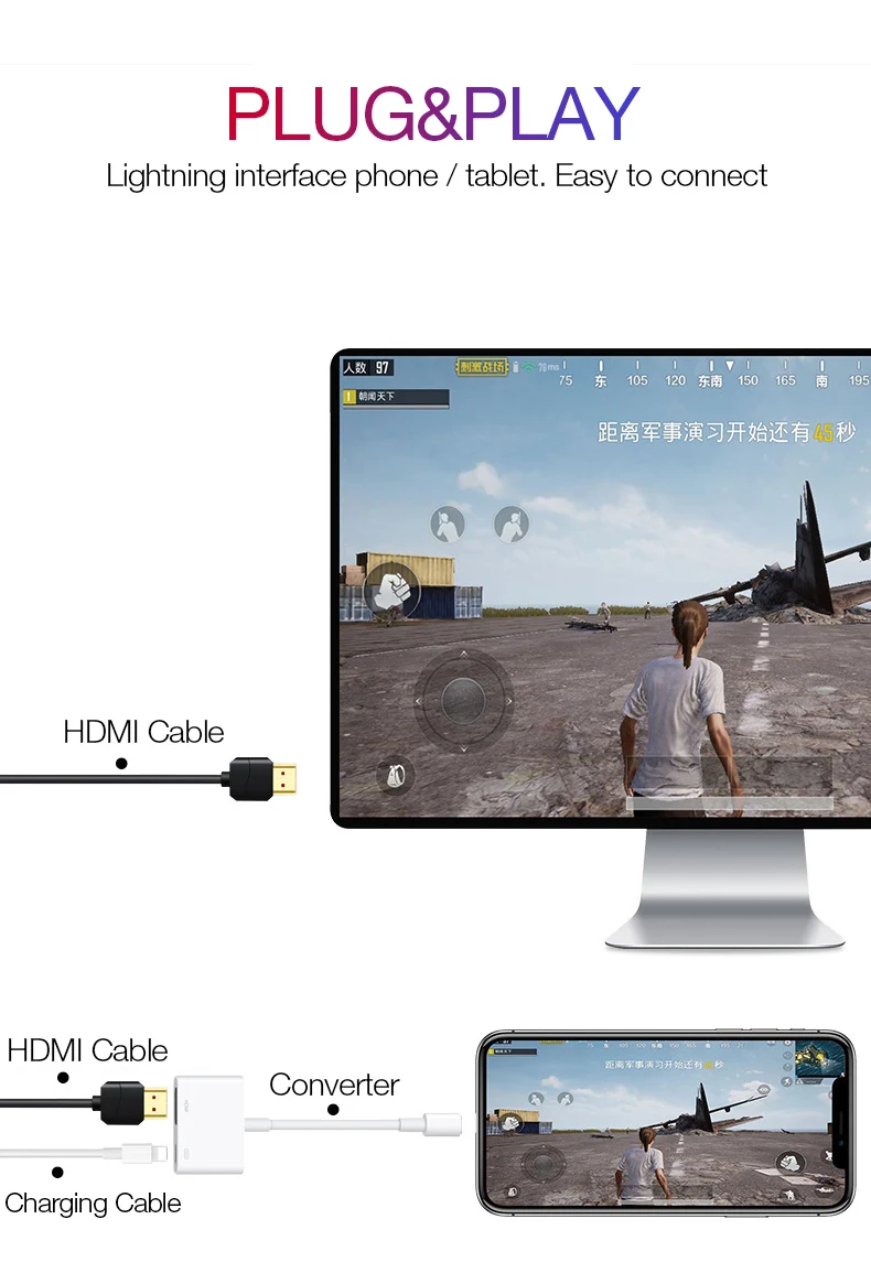 UTHAI C43 для Lightning type C to 1080P HDMI адаптер цифровой av-кабель для iphone XR X 8 7 11 ipad Air to 4K конвертер Android