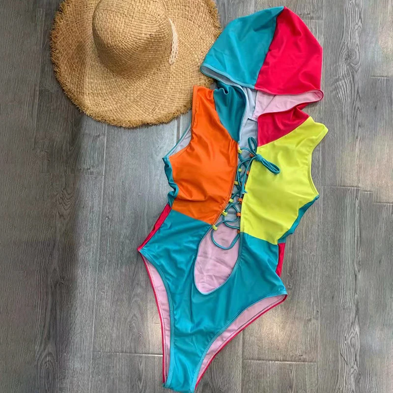 Купальник в стиле пэчворк 2021 женский слитный купальник новый купальный костюм