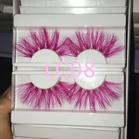 bossgirl colored lashes 25 mm mink eyelashes long dramatic cosplay wispy fluffy for makeup with square box packaging