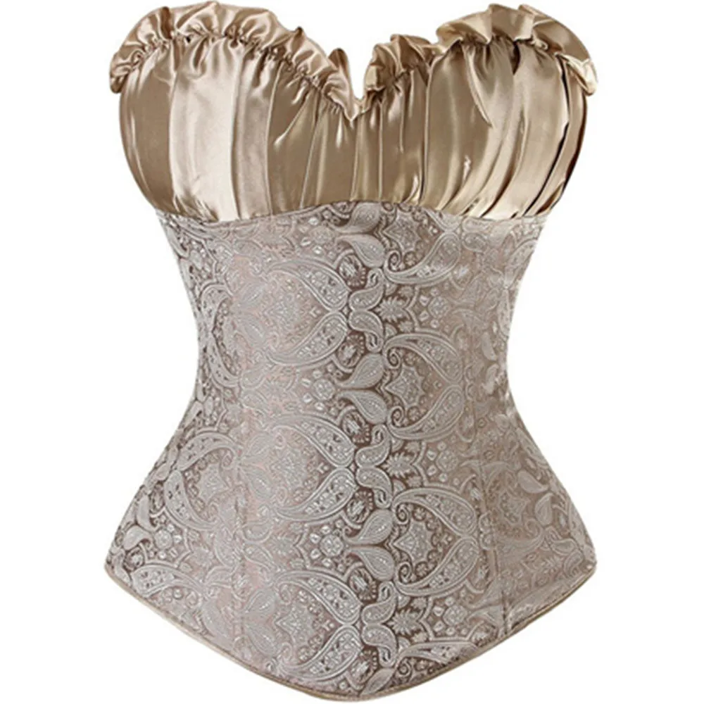 Винтажный корсет пейсли с подкладкой бюстье шнуровка корсетный Топ боковая