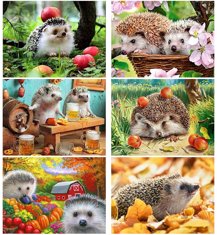 

Hedgehog Craft DIY 5D Diamond Painting Full Round or Square Rhinestone Mosaic Diamante Embroidery Cross Stitch Wall Art Gift
