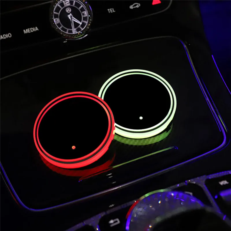 

2Pcs/set Suitable for All Car Water Coaster Automotive Interior 7 Colors & 17 Different Light Modes
