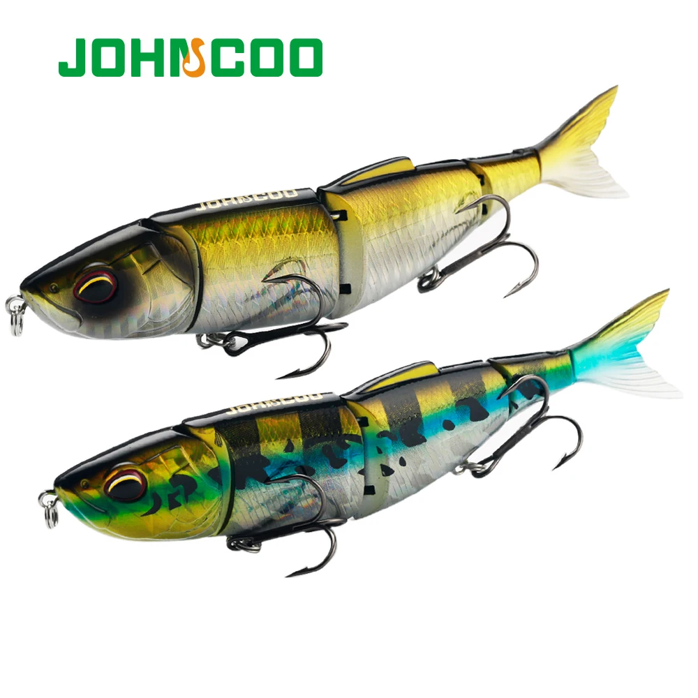 

JOHNCOO 135mm 20g Jointed Swimbait Sinking Hard Bait Fishing Lure Textured Lifelike Skin Curvy 'S' Swim for Bass Trout Pike