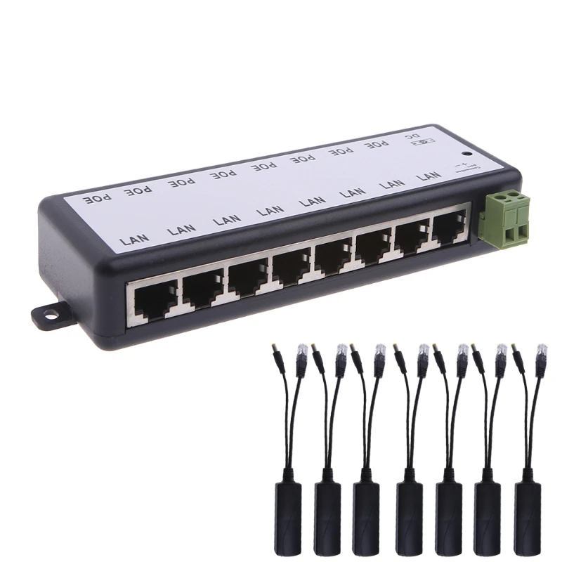 

8 Port POE Injector For CCTV Surveillance IP Cameras Power Over Ethernet Adapter H9EB