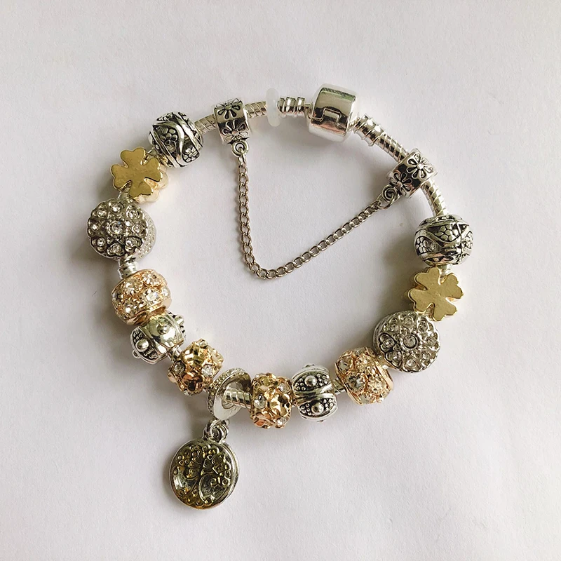 

Octbyna Classic Brand Bracelet Silver Color&Gold Colour Tree of Life Pendant Crystal Bead DIY Charm Bracelet For Women Jewelry