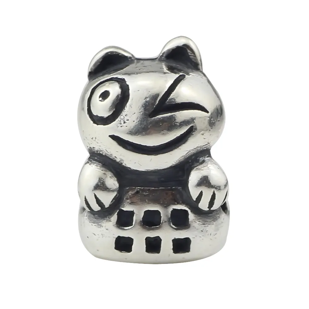 Шарм-бусина из серебра 925 пробы мигающий котенок для европейского браслета