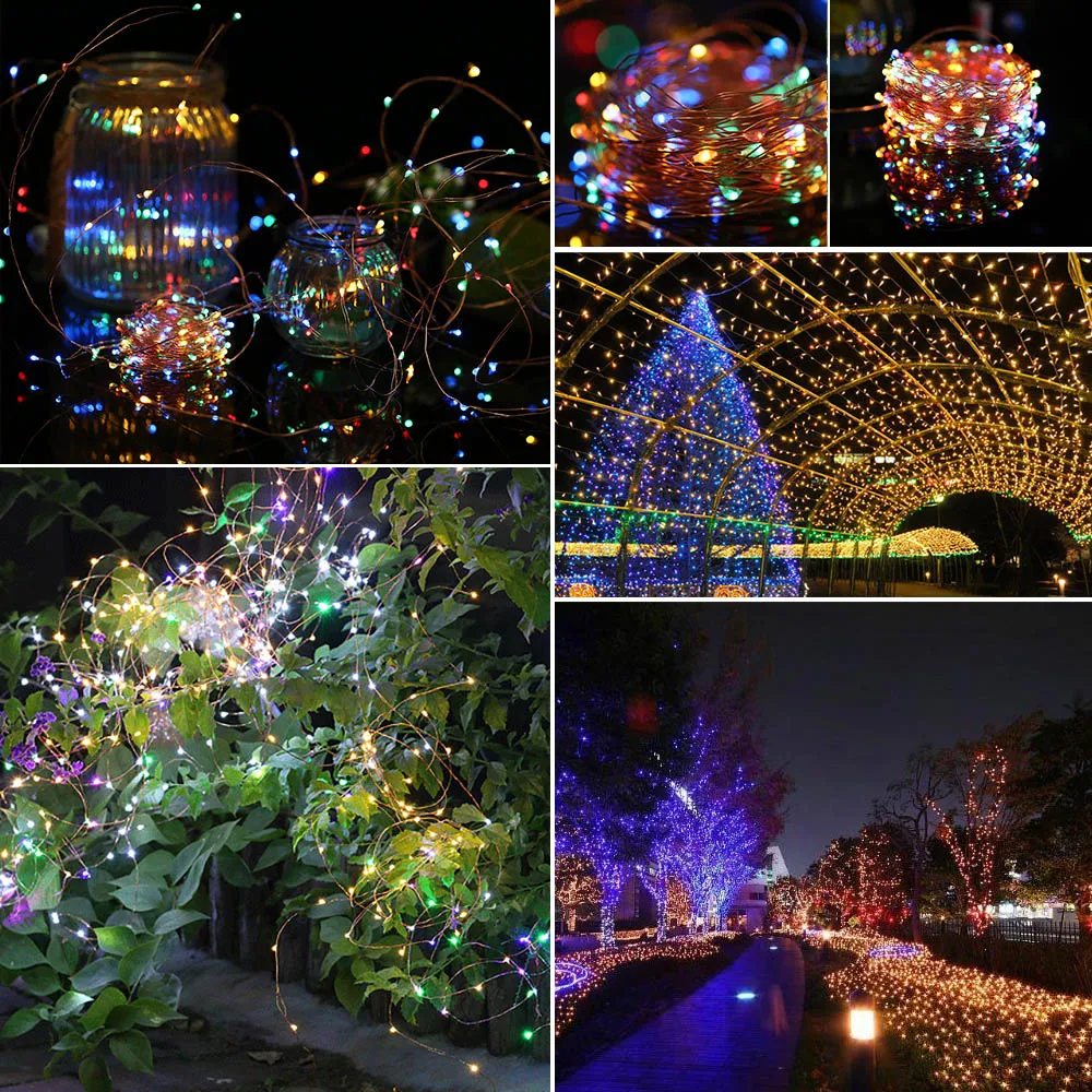 Солнечный свет огни Открытый 72ft 200 светодиодный Дюралайт 8 режимов многоцветный