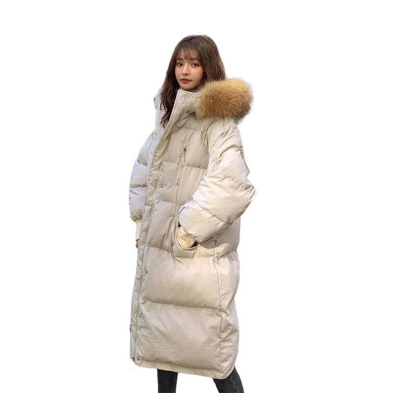 

Lingwave Cotton-padded Jacket Mid-length Winter Coat Women Loose Casual Jacket Fur Hooded Winter Snow Warm Parka Women Jacket