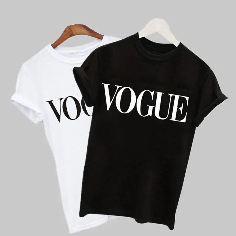 Женская футболка с принтом VOGUE Повседневная летняя большого размера в стиле