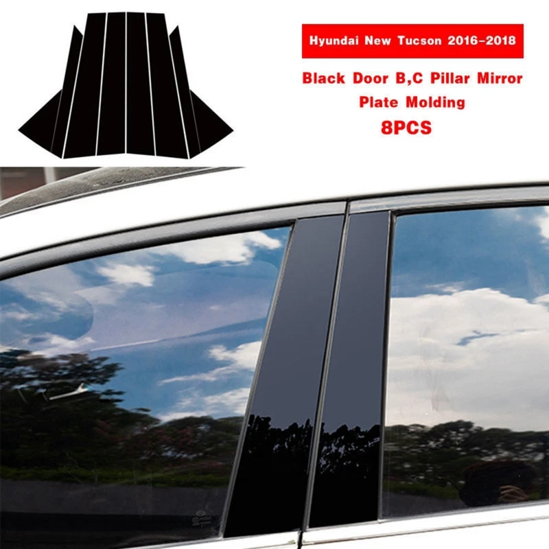 

Door B C Pillar Mirror Plate Molding Trim Black New Fits For Hyundai Tucson 2016-2018 Exterior Parts Chromium Styling