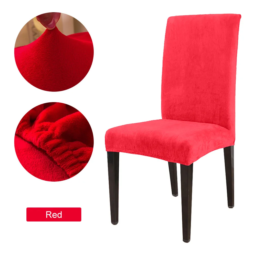 Красный Съемный толстый плюшевый Чехол для стула, эластичные Чехлы для ресторанов для свадьбы, банкета, складное покрытие для стула в отеле - Цвет: Красный